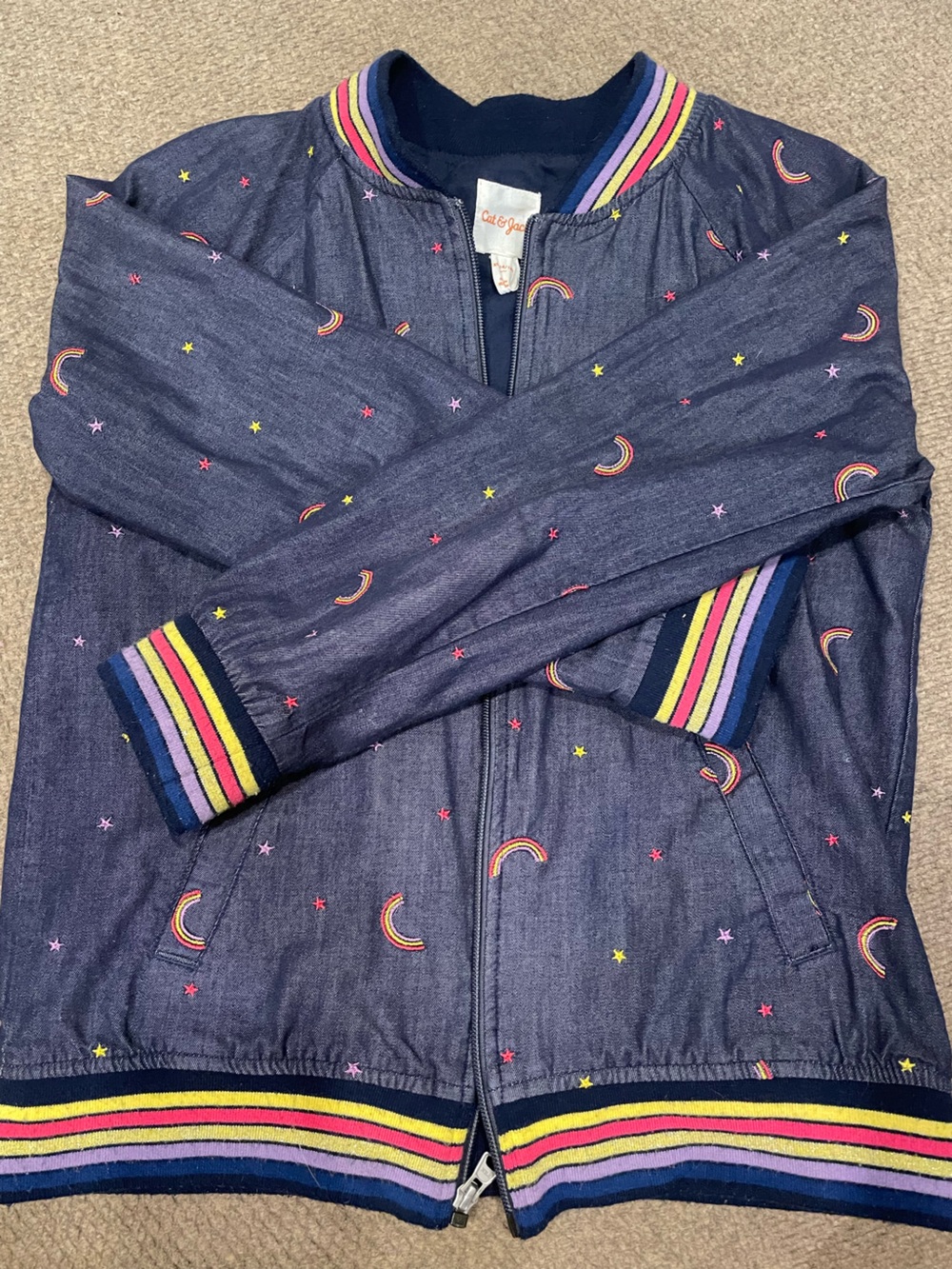 Whimsical Starry Rainbow Varsity Jacket